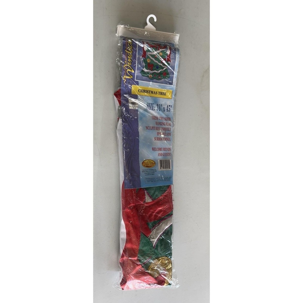 Vintage Windsculpts Christmas Tree Shaped Flag Garden Art Nylon 3D NOS TbH9